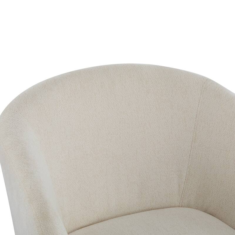 Modern Accent Chair with Round Back & Wooden Legs - Mid-Century Inspired Lounge Chair for Living Room, Bedroom, or Office