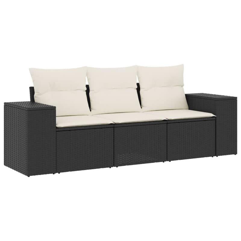 vidaXL Patio Sofa Set with Cushions Outdoor Furniture 4 Piece Poly Rattan