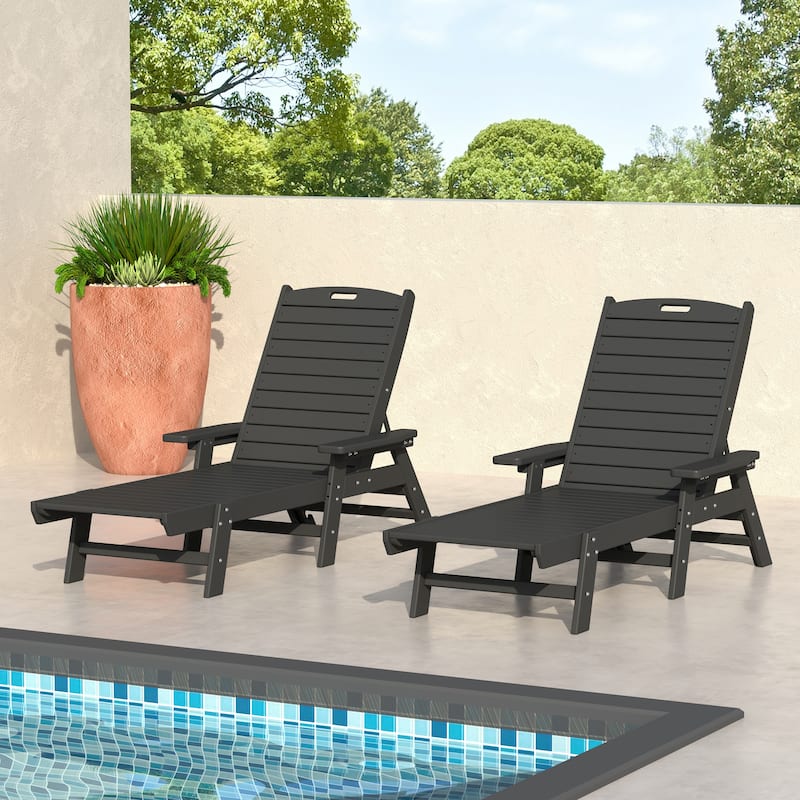 Laguna Hdpe All Weather Outdoor Patio Pool Reclining Chaise Lounge (Set Of 2)
