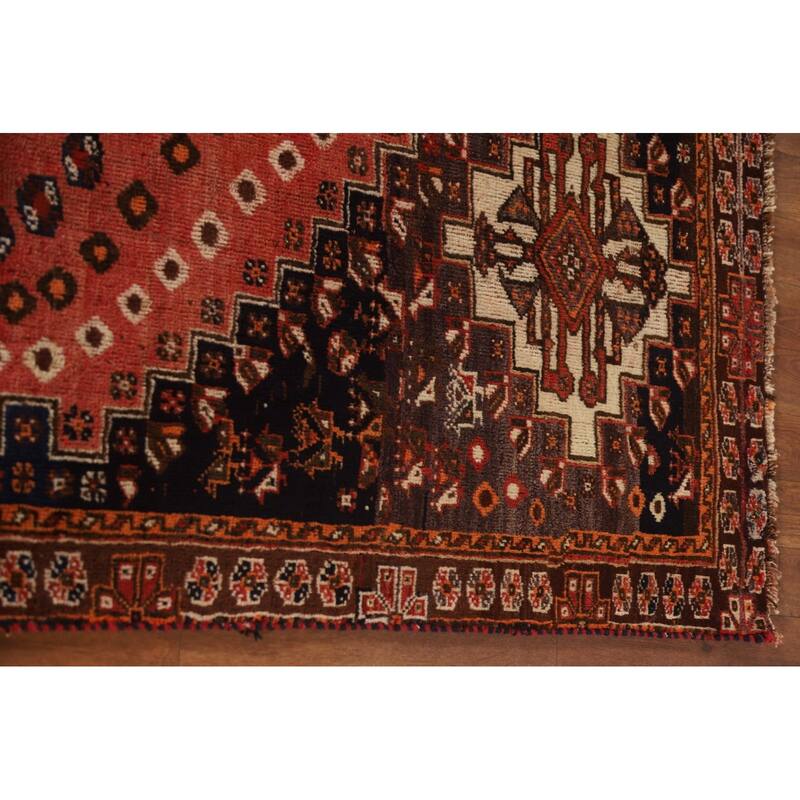 Tribal Orange Shiraz Persian Vintage Rug Handmade Wool Carpet - 4'11"x 7'9"