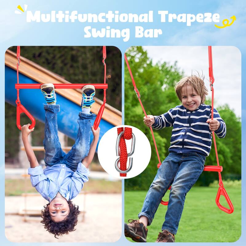 Ninja Warrior Obstacle Course for Kids with Swing, Tree Slackline Jungle Gym Outdoor