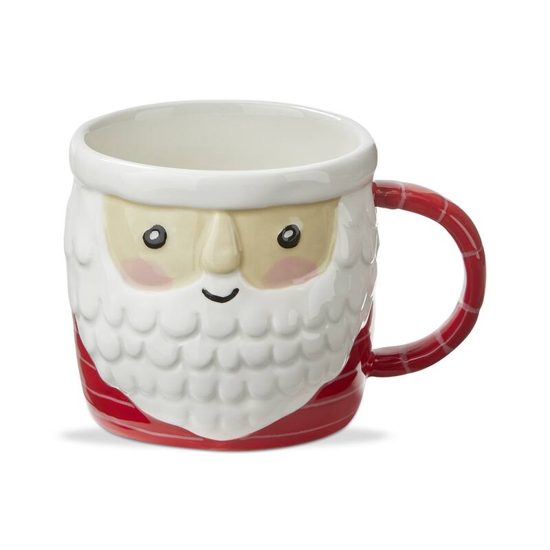 Santa Mug - 18oz Ceramic Drinkware for Christmas - Dishwasher Safe, Red Multi, 4" H x 5.5" L x 4" W