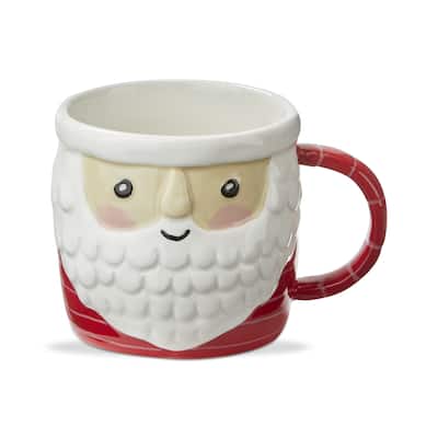 Santa Mug - 18oz Ceramic Drinkware for Christmas - Dishwasher Safe, Red Multi, 4" H x 5.5" L x 4" W