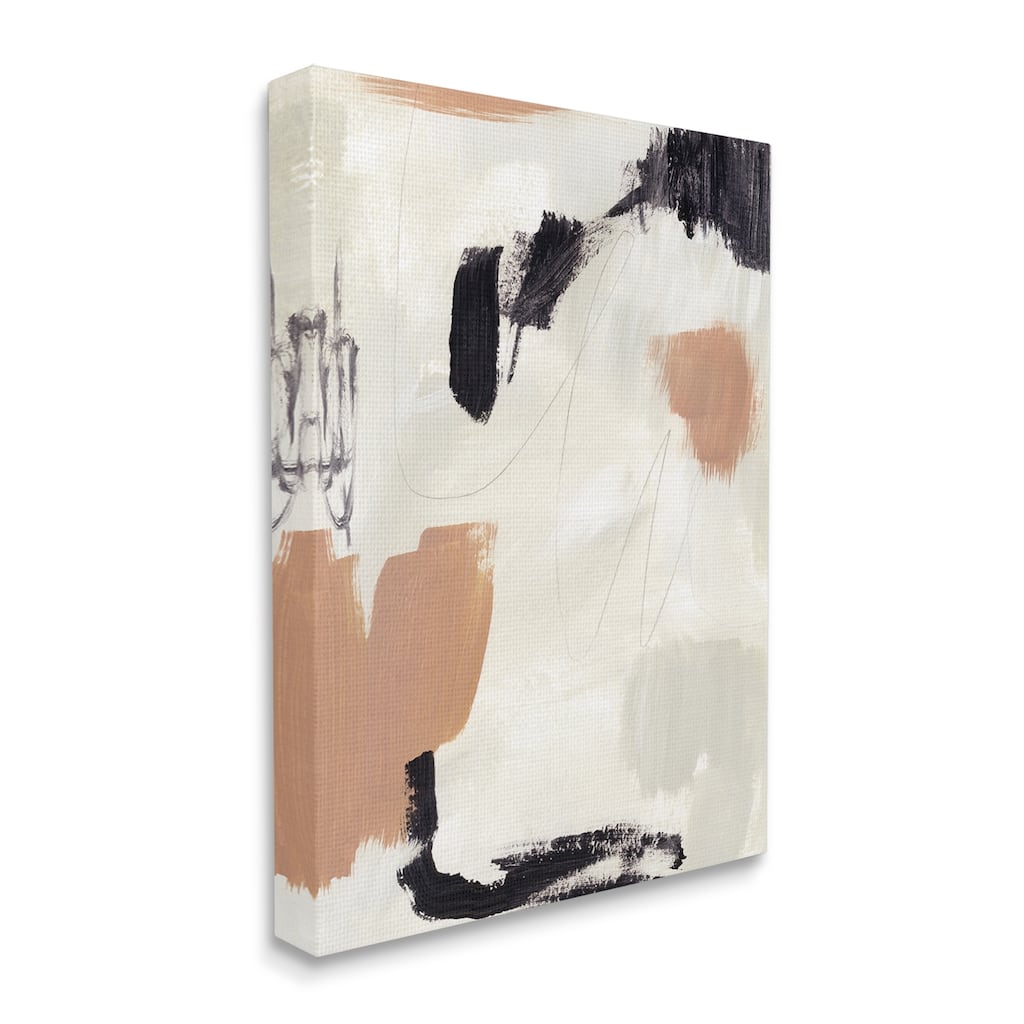 Stupell Expressive Abstract Composition Neutral Beige Black Canvas Wall Art