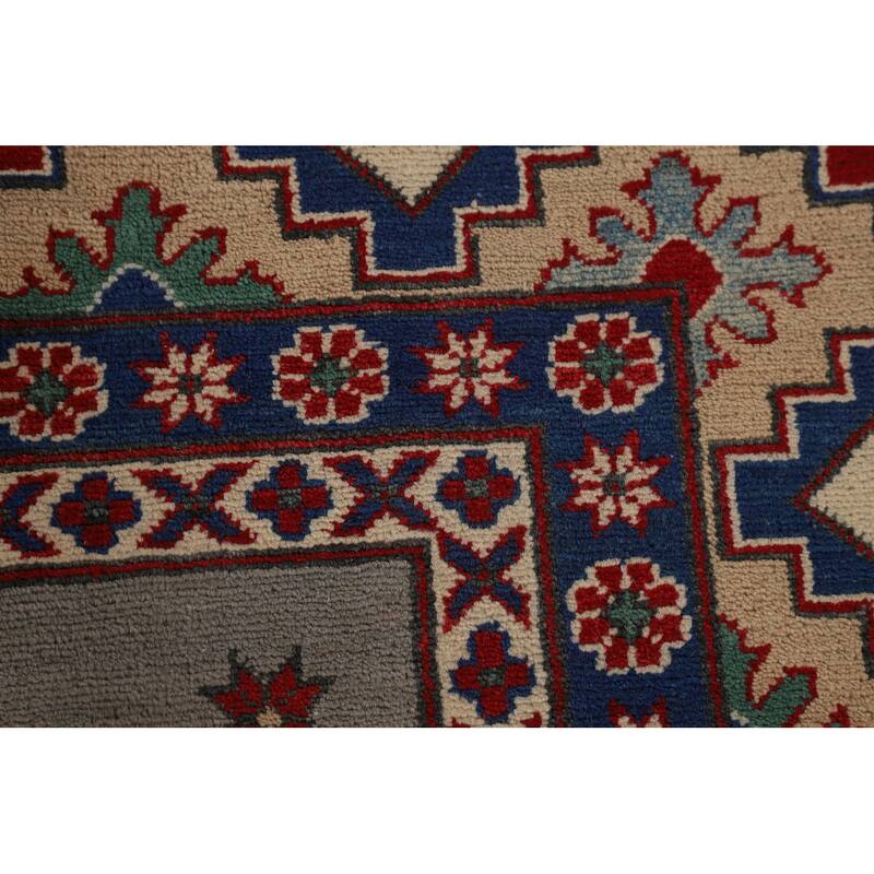 Geometric Kazak Large Area Rug Handmade Wool Carpet - 9'7" x 13'7"