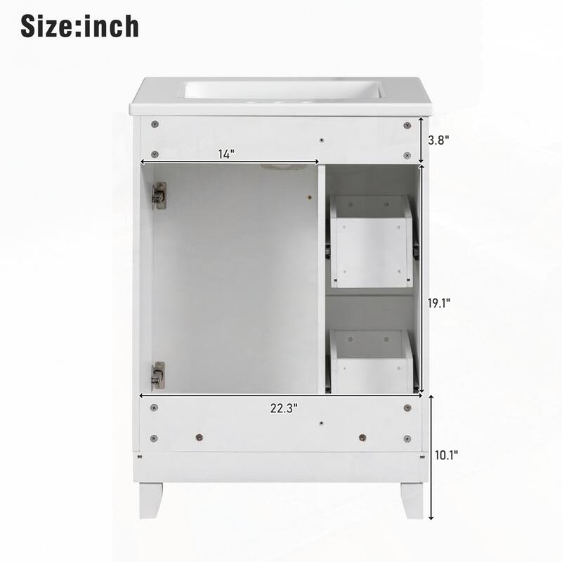 24-Inch Bathroom Vanity Cabinet with Ceramic Sink