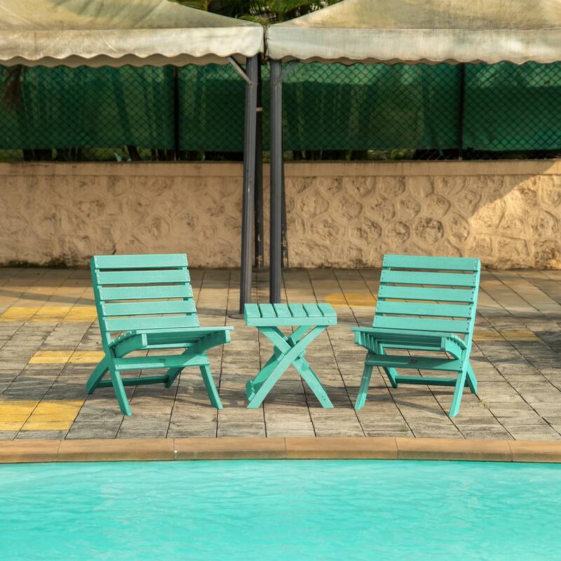 Versailles Quick Assembly All-Weather Outdoor Folding Patio Chair and Table Set - 3-piece - Green