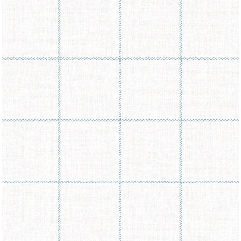 NextWall Classic Striped Check Peel and Stick Wallpaper - 20.5 in W x 18 ft. L - Sky Blue & Linen