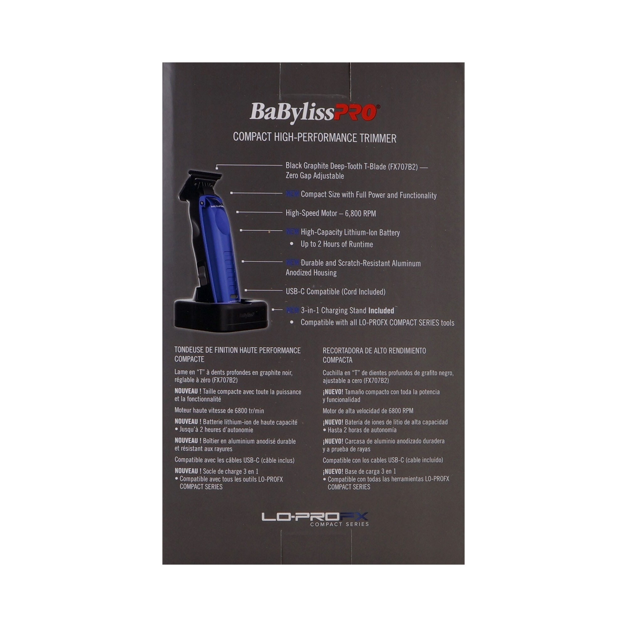 thumbnail image 2 of BaByliss PRO FXONE LO-PRO FX One Clipper & Trimmer – Blue, Cordless, W/ Battery & Stand 2 of 4