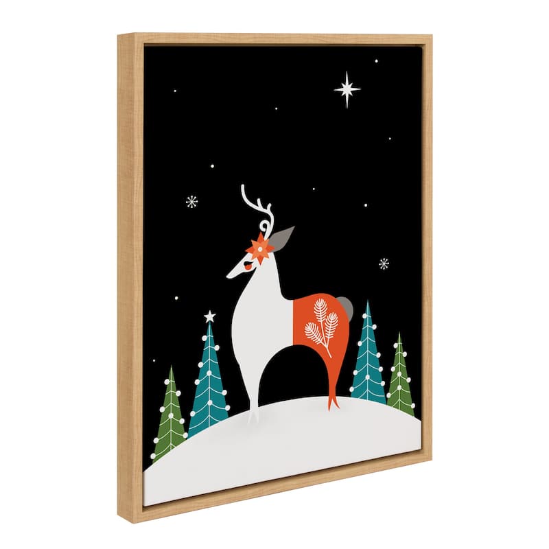 Kate and Laurel Sylvie Season Reindeer Framed Canvas by Amber Leaders - 18x24