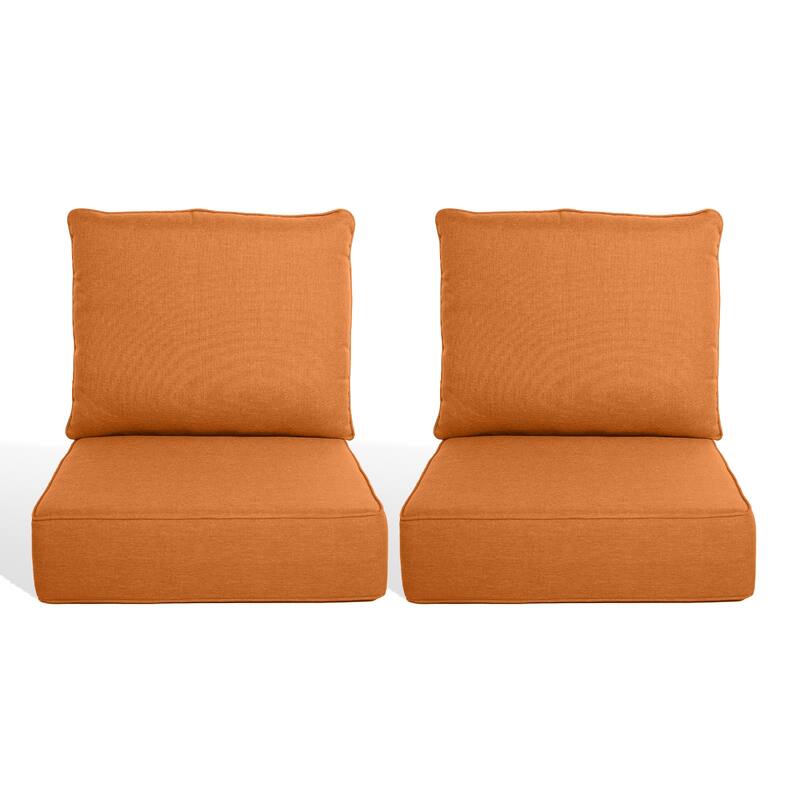 Pocassy 22"x24"x6" Thick Cushions Pillows Indoor & Outdoor Cushion - 2 Set Seat & Back Cushion - Orange Cushion