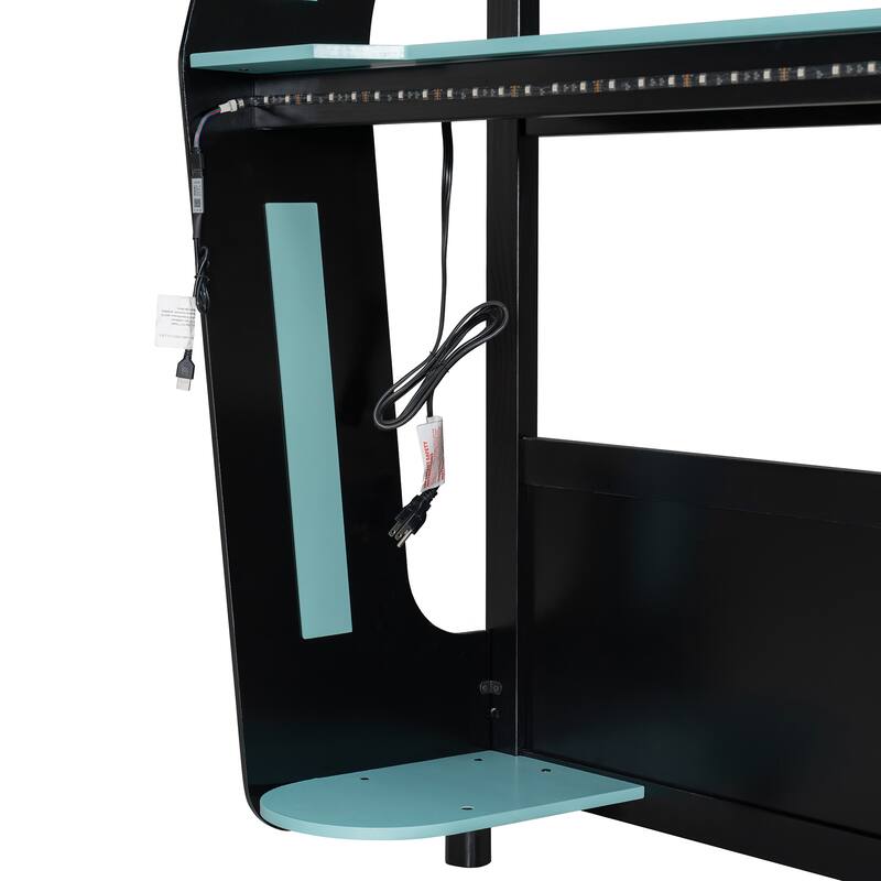 Full-Size Gaming Bunk Bed with RGB Desk, USB Charging & LED Light Strip by Harper&Bright Designs