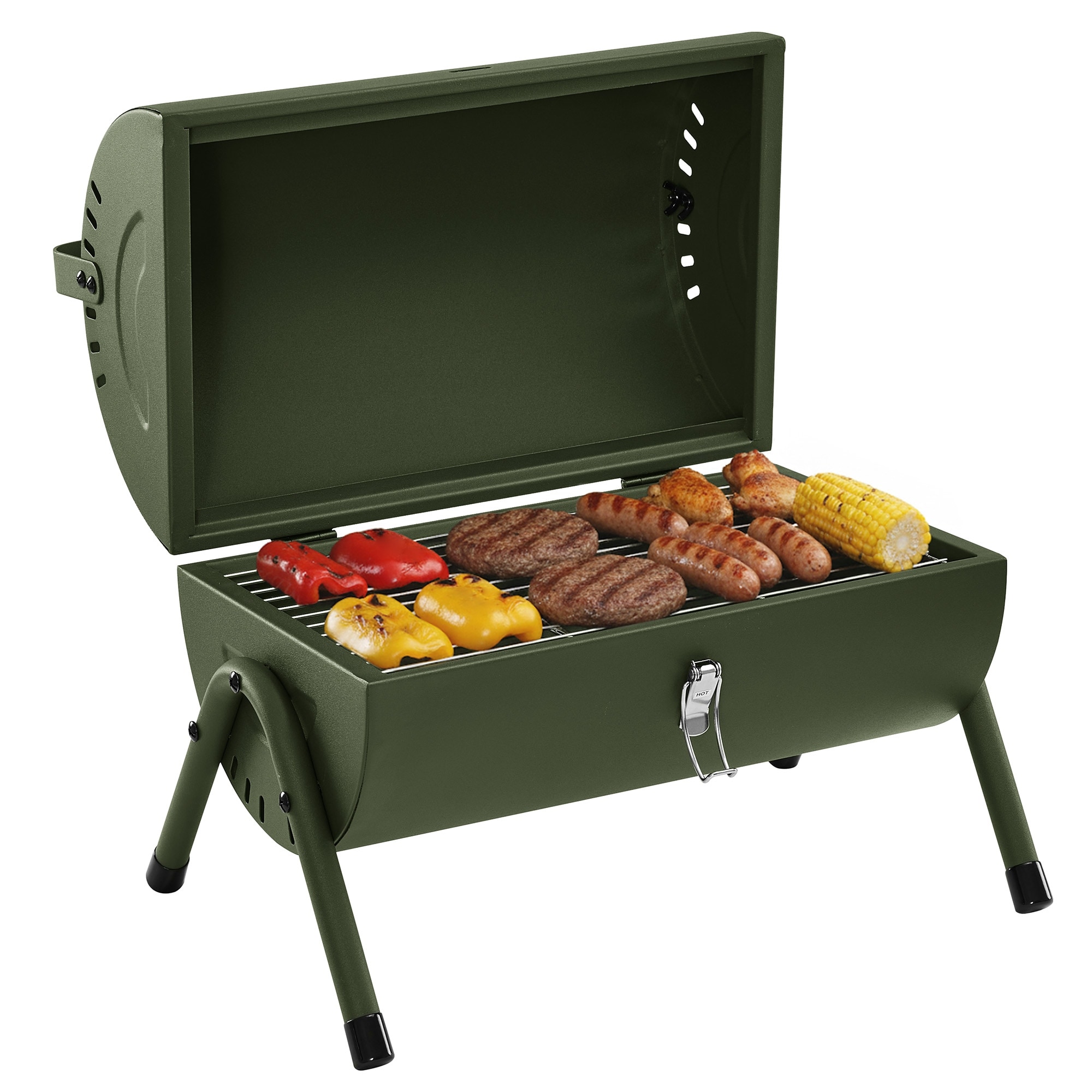 Royal Gourmet Portable Charcoal Grill, 147 Sq. In. with 4 Air Vents, For Outdoor Backyard BBQ, Olive Green