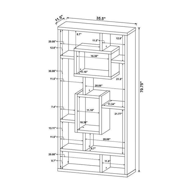 10-Shelf Rectangular Bookcase in White
