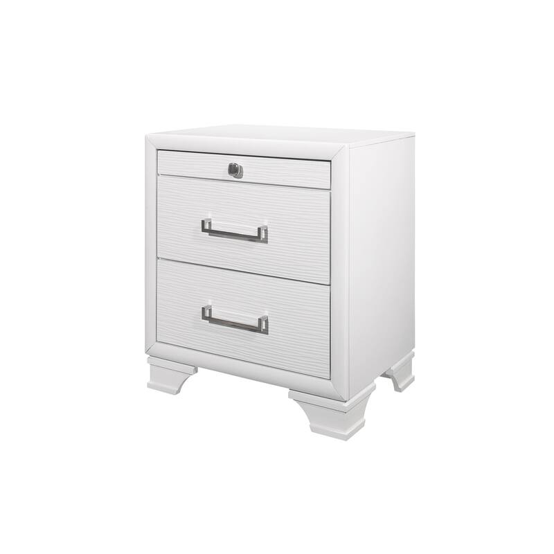 White Modern Nightstand with Dovetail Joints and Detachable Feet