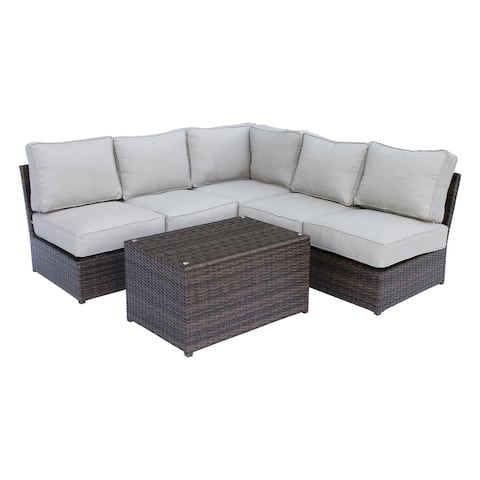 6 Piece Patio Sectional Set with Cushions in Espresso and Olefin Gray