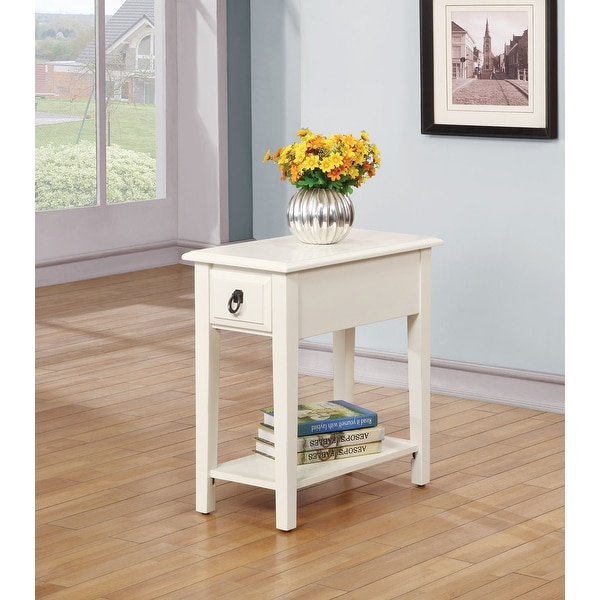 Side Table, White - Rubber Wood, Ash Veneer White