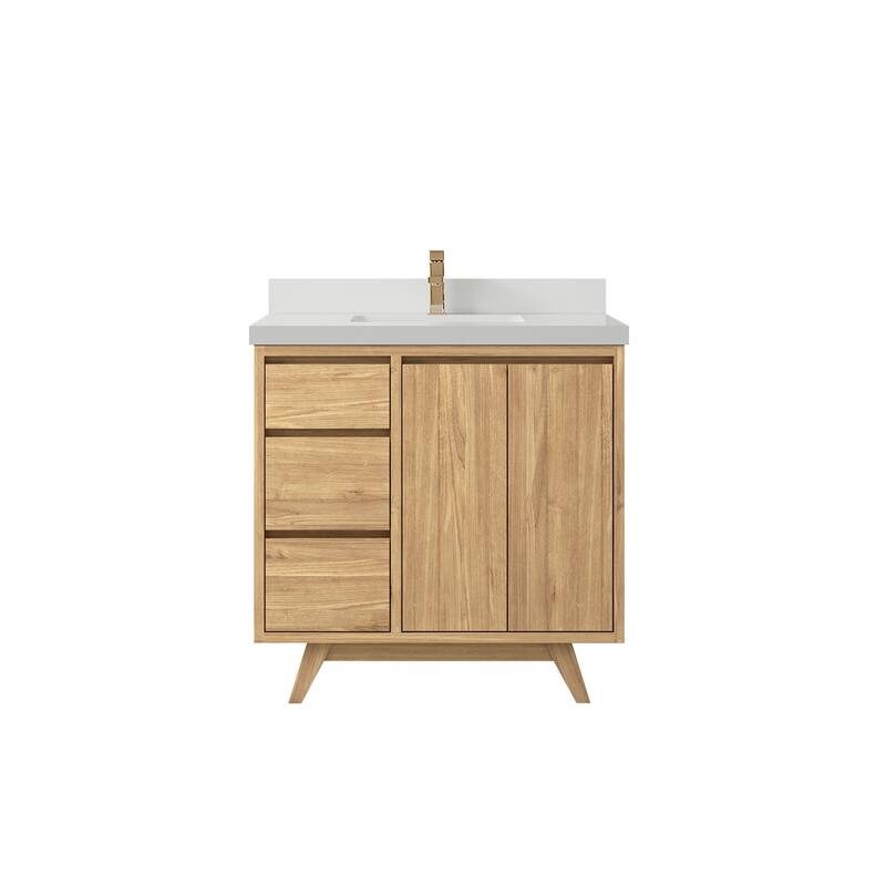 Willow Collections 36 in. W x 22 in. D Madison Teak Center Sink Bathroom Vanity with Countertop