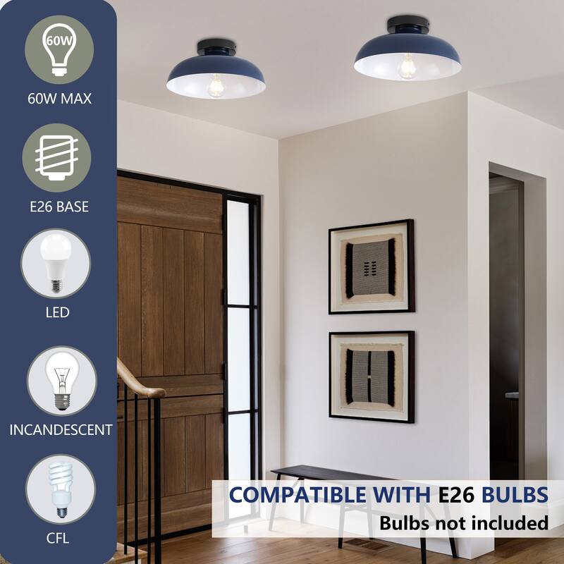 Semi Flush Mount Ceiling Light, Modern Ceiling Light Fixture for Kitchen Island Dining Room Foyer Hallway Porch Barn Loft