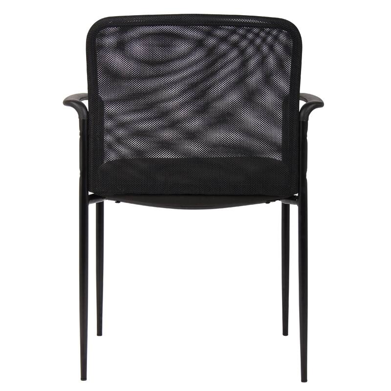 Vayu Guest Armchair, Black Mesh, Steel Frame, Stackable up to Four