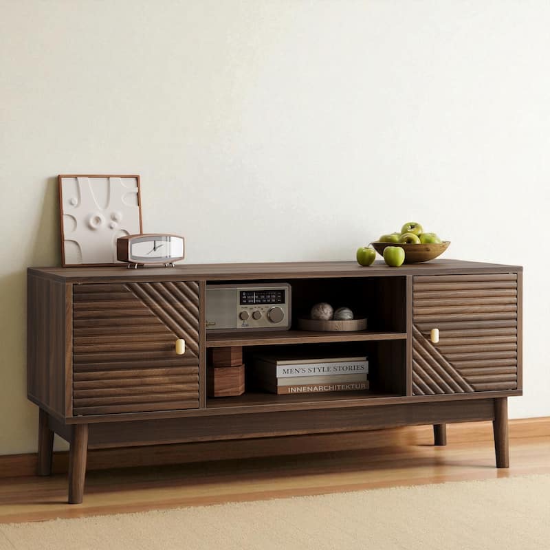 43.31" Mid-Century Modern TV Stand for 32-45 Inch TV, Media Console with Storage and Cable Management