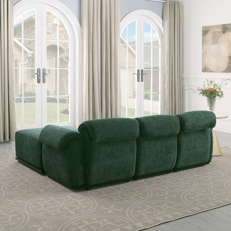 93" 4-Seater Chenille Modular Sofa - Fashionable Sectional with Iron Frame for Living Room