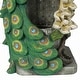 preview thumbnail 18 of 17, Resin Blue and Green Peacock Outdoor Fountain with LED Light - 31.69" H