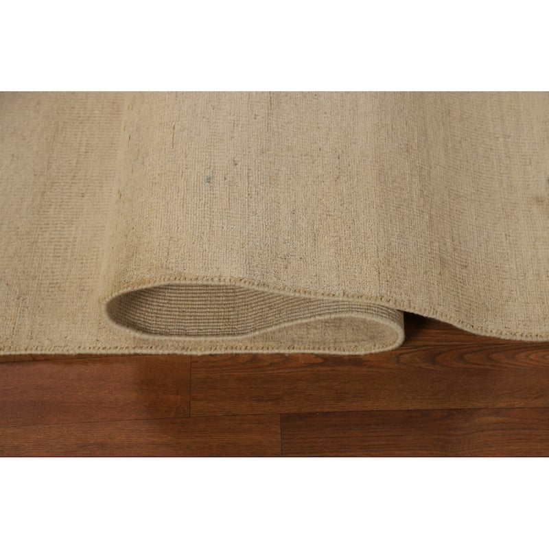 Gabbeh Modern Area Rug Handmade Beige Tribal Wool Carpet - 5'7"x 7'9"
