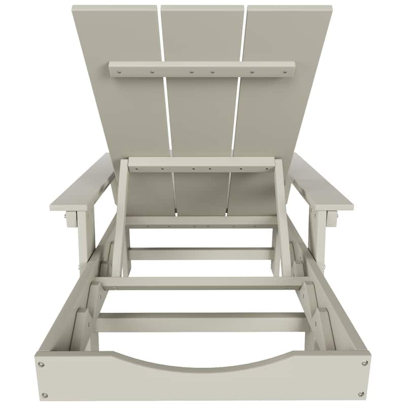 Polytrends Shoreside Modern Poly Reclining Eco-Friendly All Weather Chaise Lounge With Arms & Wheels