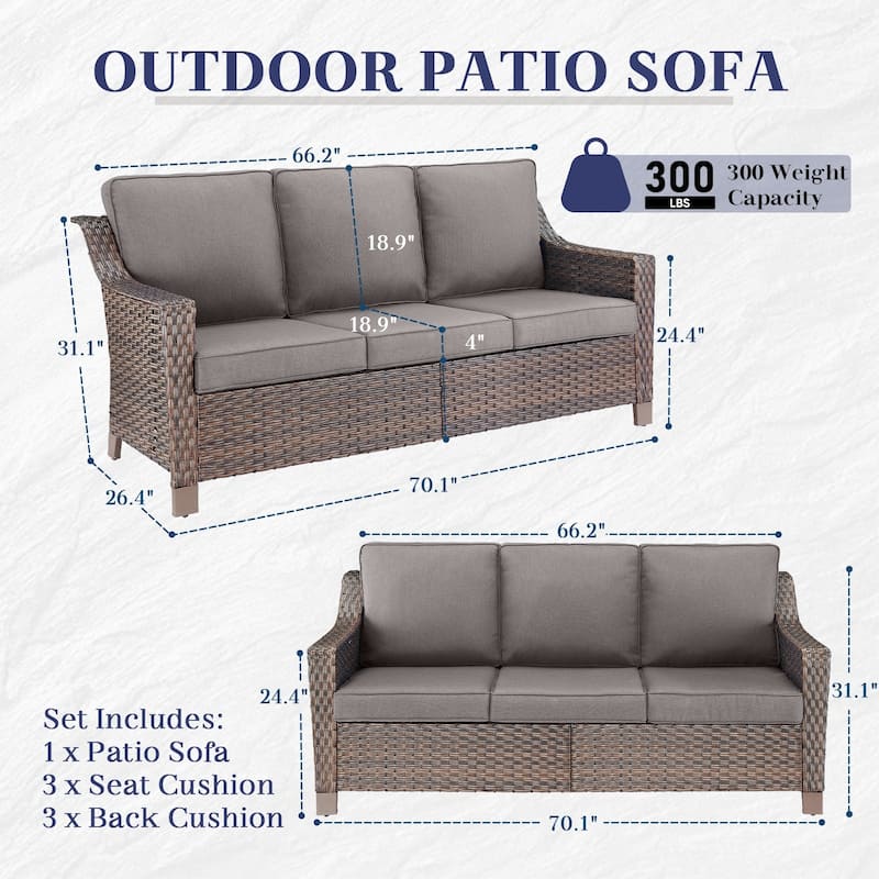Gymojoy Patio High Back Sofa Outdoor Sofa with Cushion