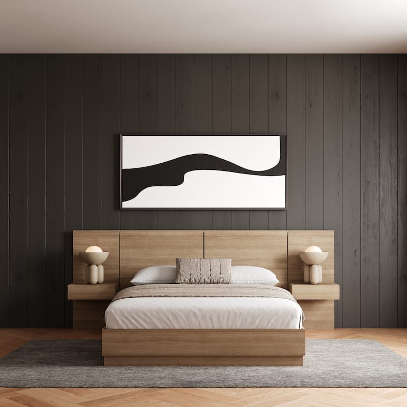 Milano 4-Piece Bedroom Set with Floating Nightstand Extension Panel