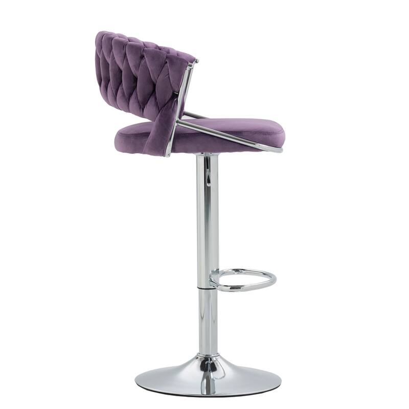 Set of 2 Bar Stool Adjustable Height with Swivel Seat