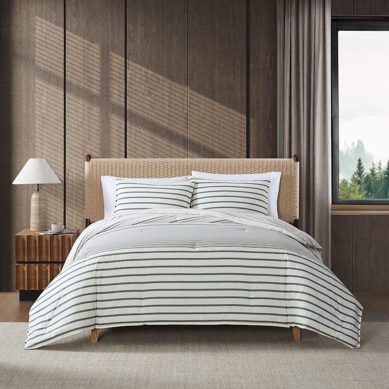 Eddie Bauer Cooper Stripe Cotton Reversible Comforter Set