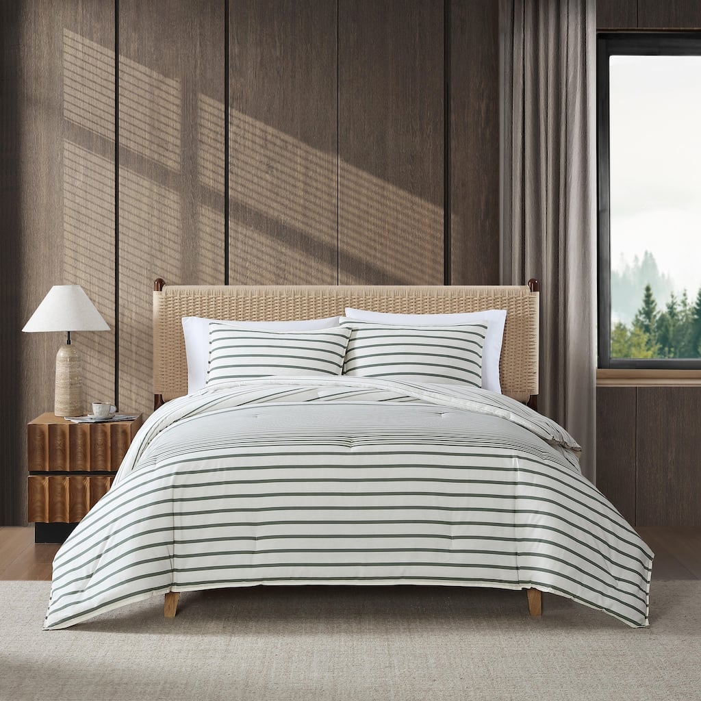 Eddie Bauer Cooper Stripe Cotton Reversible Comforter Set