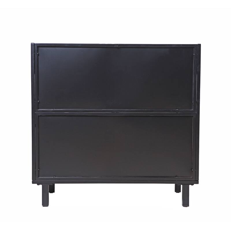 Anmytek Flip Top Modern Sideboard Buffet Storage Cabinet Tempered Figured Glass Doors Metal Frame Console Table
