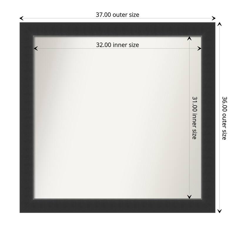 Corvino Black Framed Non-Beveled Custom Wall Mirror, Bathroom Vanity Mirror - Outer Size: 37 x 36