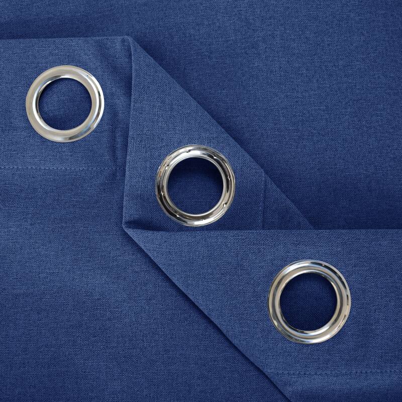 Pro Space 100% Total Heavy-Duty Linen Textured Thermal Blackout Curtains, Dark Blue（1 pack）