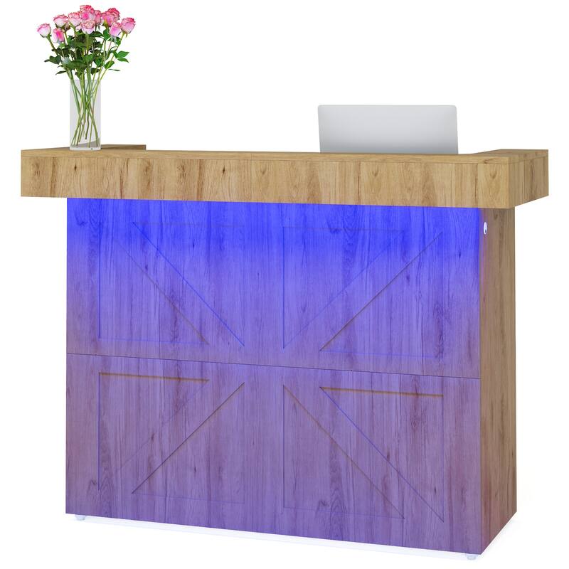 Modern 55 Inch Reception Desk Front Desk with Light