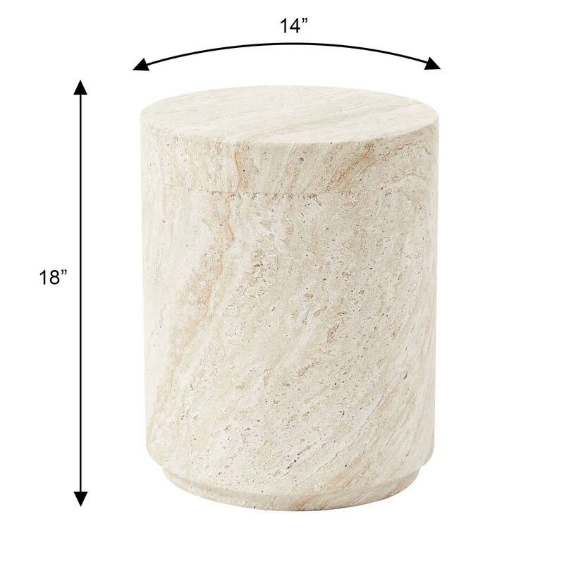 Ramble 14" Wide Round Side Table in Fiberstone Tapered Base Design End Table for Indoor and Outdoor