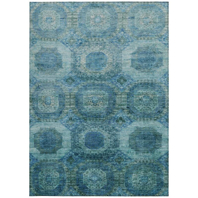 HomeRoots Medallion Transitional Rectangle Outdoor Rug