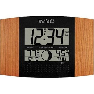 La Crosse Technology LCR8117UITOAKM Digital Atomic Clock with Outdoor Temperature