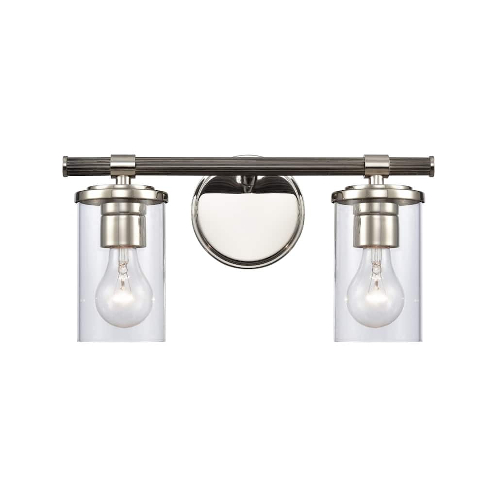 Burrow 15-inch Wide 2-Light Vanity Light in Polished Nickel