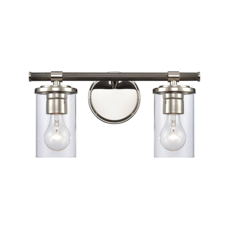 Burrow 15-inch Wide 2-Light Vanity Light in Polished Nickel - 15 - Polished Nickel