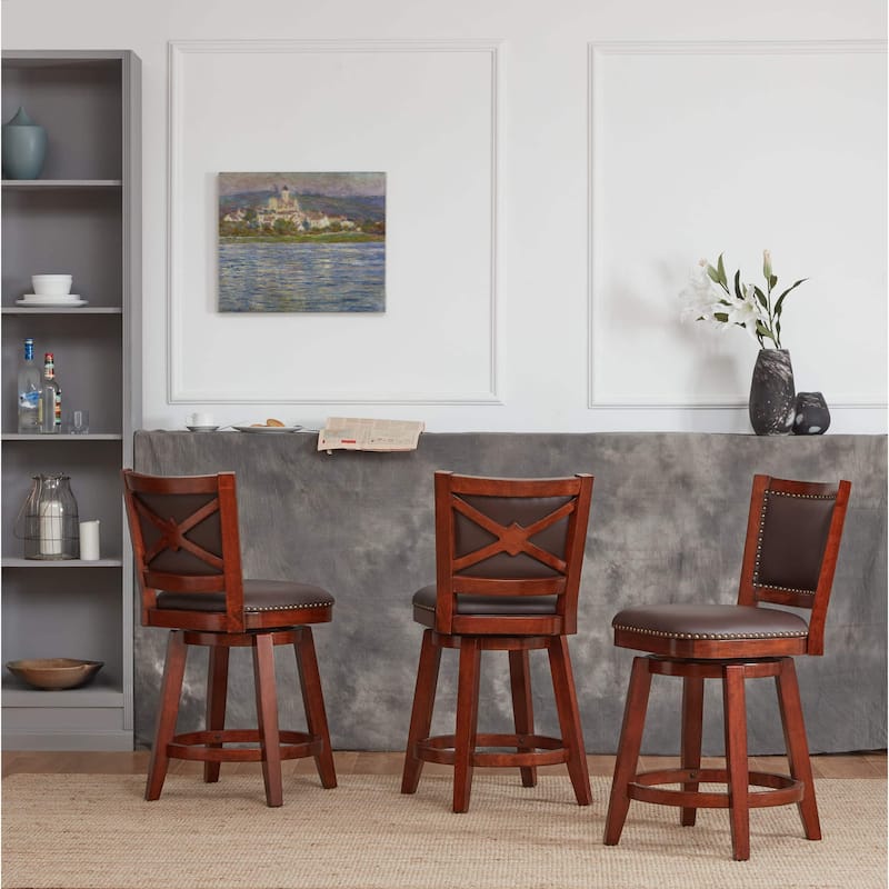 Broadmoor Cherry Brown Swivel Armless Wood Stool