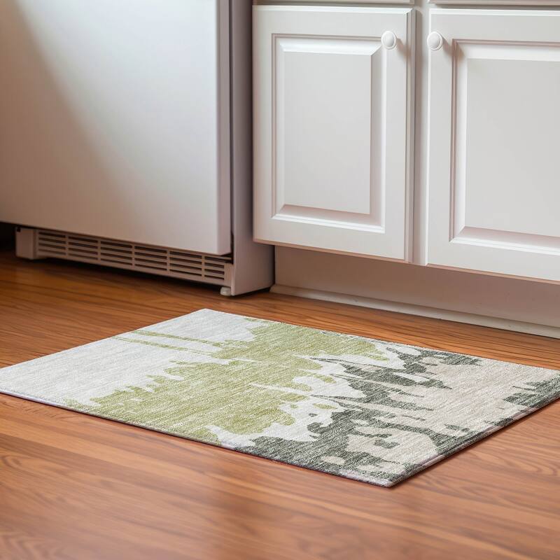 Premium Washable Super Soft Modern Drama Mayfield Rug - Aloe - 1'8" x 2'6"