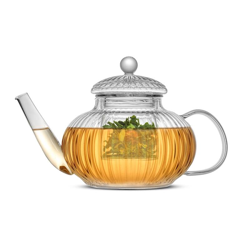 JoyJolt Fluted Stovetop-Safe Glass Teapot with Tea Infuser - Set of 1