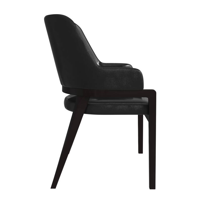 Ethora Leather Dining Chair with Curved Open Back and Rubberwood Legs Set of 2