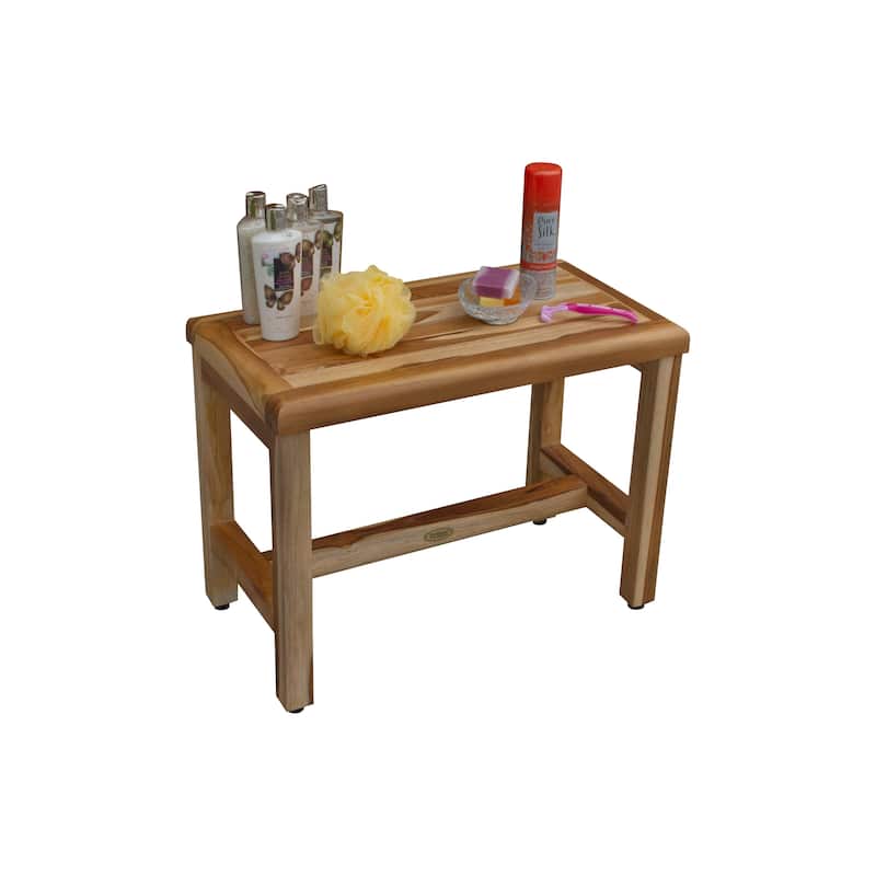 EcoDecors Eleganto Earthy Natural Teak Wood Teak Shower Bench 24-inches Wide x 18-inches High