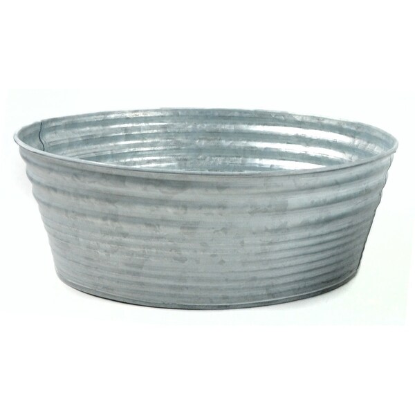 10.5" Gray Decorative Round Galvanized Tin Container - N/A
