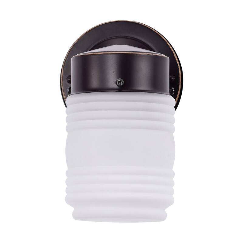 1 Light 6 Inch Porch Wall Mason Jar with Frosted Glass Mahogany Bronze Finish